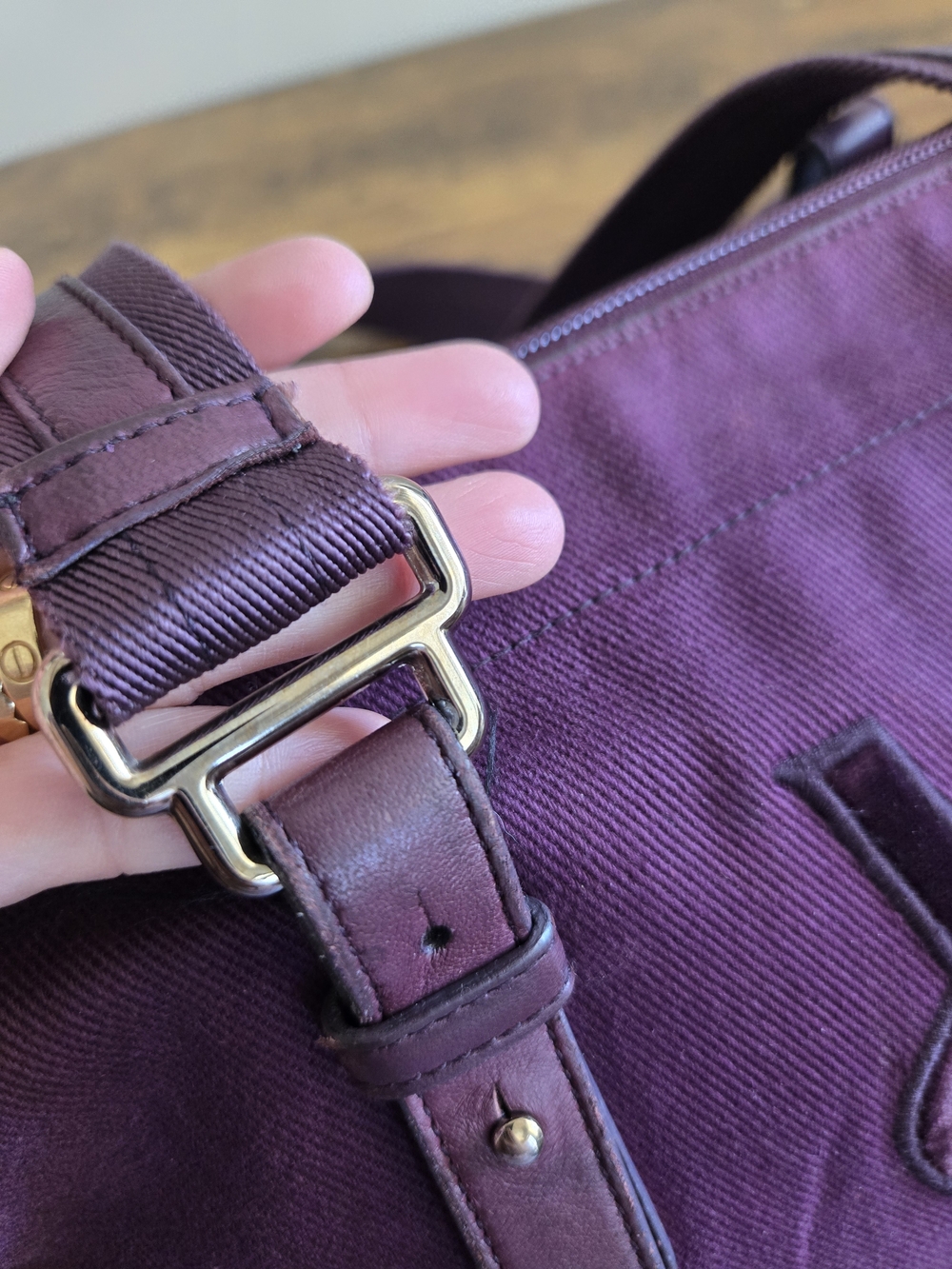 Yves Saint Laurent Purple Logo Canvas Tote - Picture 6 of 14